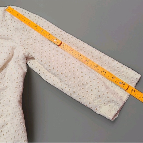 Tabitha Anthropologie Ivory Eyelet Ruffle Jacket Size 2 Cotton Lined‎ Blazer - Picture 6 of 6